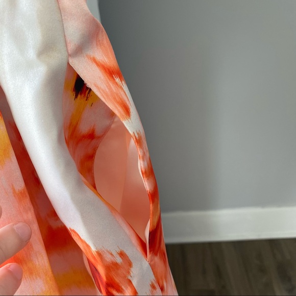 Bardot Orange Floral and White Skirt with pockets Medium Size 8 - Picture 2 of 8